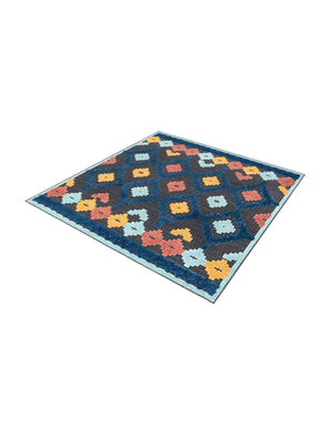 Charcoal 5' 3 x 5' 3 Belize Outdoor Square Area Rug Weather Resistant for Patio, Deck, Terrace, Balcony, Porch 100% Polypropylene Colorful Fun Coastal Modern Carpet for Outside for Sale at Rug Engine