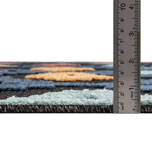 Charcoal 7' 10 x 7' 10 Belize Outdoor Square Area Rug Weather Resistant for Patio, Deck, Terrace, Balcony, Porch 100% Polypropylene Colorful Fun Coastal Modern Carpet for Outside for Sale at Rug Engine