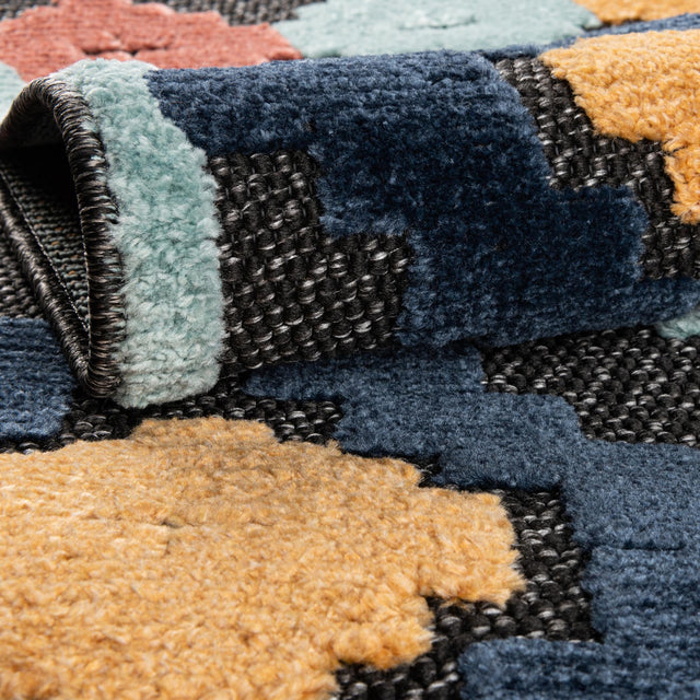 Charcoal 7' 10 x 7' 10 Belize Outdoor Square Area Rug Weather Resistant for Patio, Deck, Terrace, Balcony, Porch 100% Polypropylene Colorful Fun Coastal Modern Carpet for Outside for Sale at Rug Engine