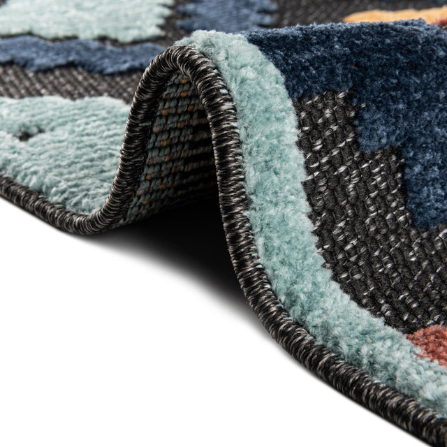 Charcoal 5' 3 x 5' 3 Belize Outdoor Square Area Rug Weather Resistant for Patio, Deck, Terrace, Balcony, Porch 100% Polypropylene Colorful Fun Coastal Modern Carpet for Outside for Sale at Rug Engine