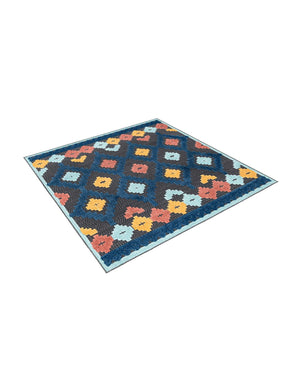 Charcoal 5' 3 x 5' 3 Belize Outdoor Square Area Rug Weather Resistant for Patio, Deck, Terrace, Balcony, Porch 100% Polypropylene Colorful Fun Coastal Modern Carpet for Outside for Sale at Rug Engine