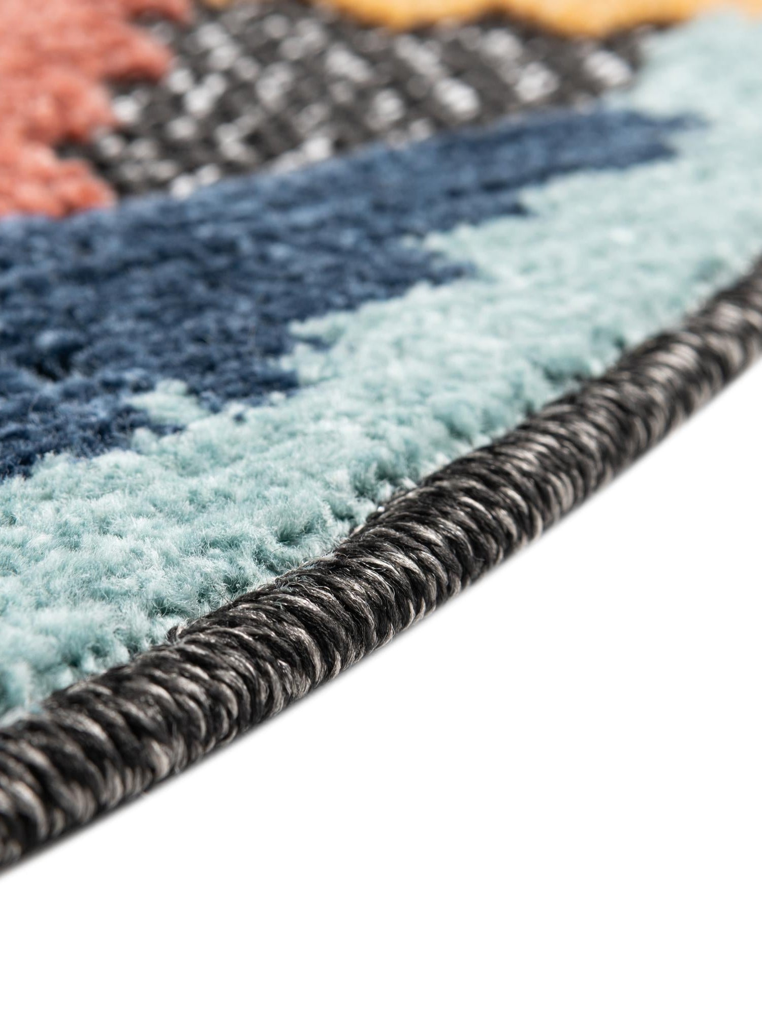 Charcoal 3' 3 x 3' 3 Belize Outdoor Round Area Rug Weather Resistant for Patio, Deck, Terrace, Balcony, Porch 100% Polypropylene Colorful Fun Coastal Modern Carpet for Outside for Sale at Rug Engine