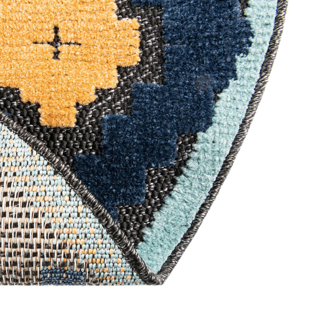 Charcoal 3' 3 x 3' 3 Belize Outdoor Round Area Rug Weather Resistant for Patio, Deck, Terrace, Balcony, Porch 100% Polypropylene Colorful Fun Coastal Modern Carpet for Outside for Sale at Rug Engine