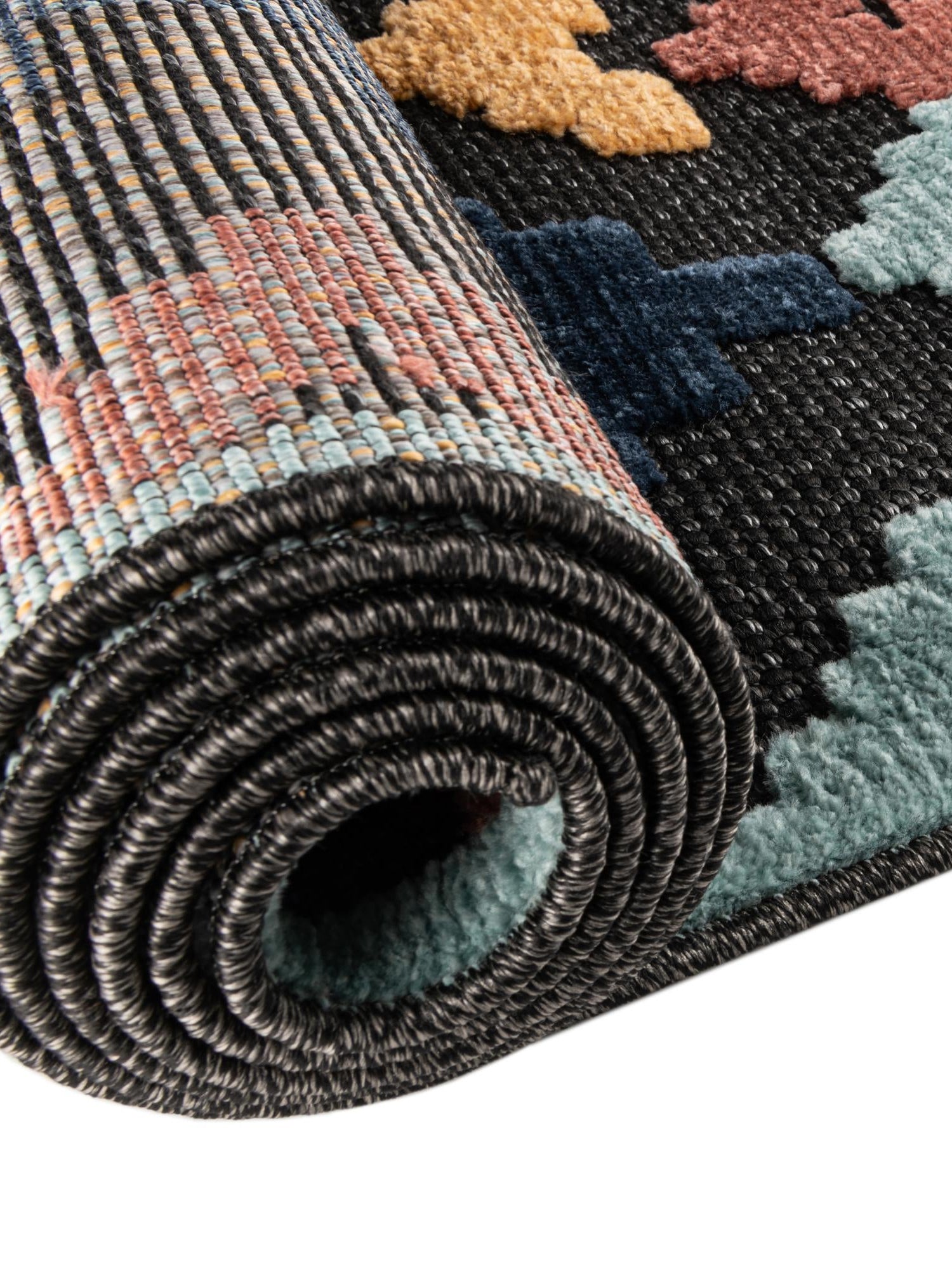Charcoal 3' 3 x 3' 3 Belize Outdoor Round Area Rug Weather Resistant for Patio, Deck, Terrace, Balcony, Porch 100% Polypropylene Colorful Fun Coastal Modern Carpet for Outside for Sale at Rug Engine