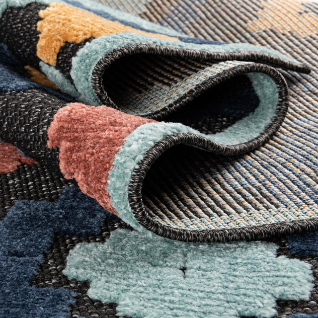 Charcoal 5' 3 x 5' 3 Belize Outdoor Round Area Rug Weather Resistant for Patio, Deck, Terrace, Balcony, Porch 100% Polypropylene Colorful Fun Coastal Modern Carpet for Outside for Sale at Rug Engine