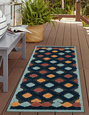 Charcoal 2' x 8' Belize Outdoor Runner Area Rug Weather Resistant for Patio, Deck, Terrace, Balcony, Porch 100% Polypropylene Colorful Fun Coastal Modern Carpet for Outside for Sale at Rug Engine