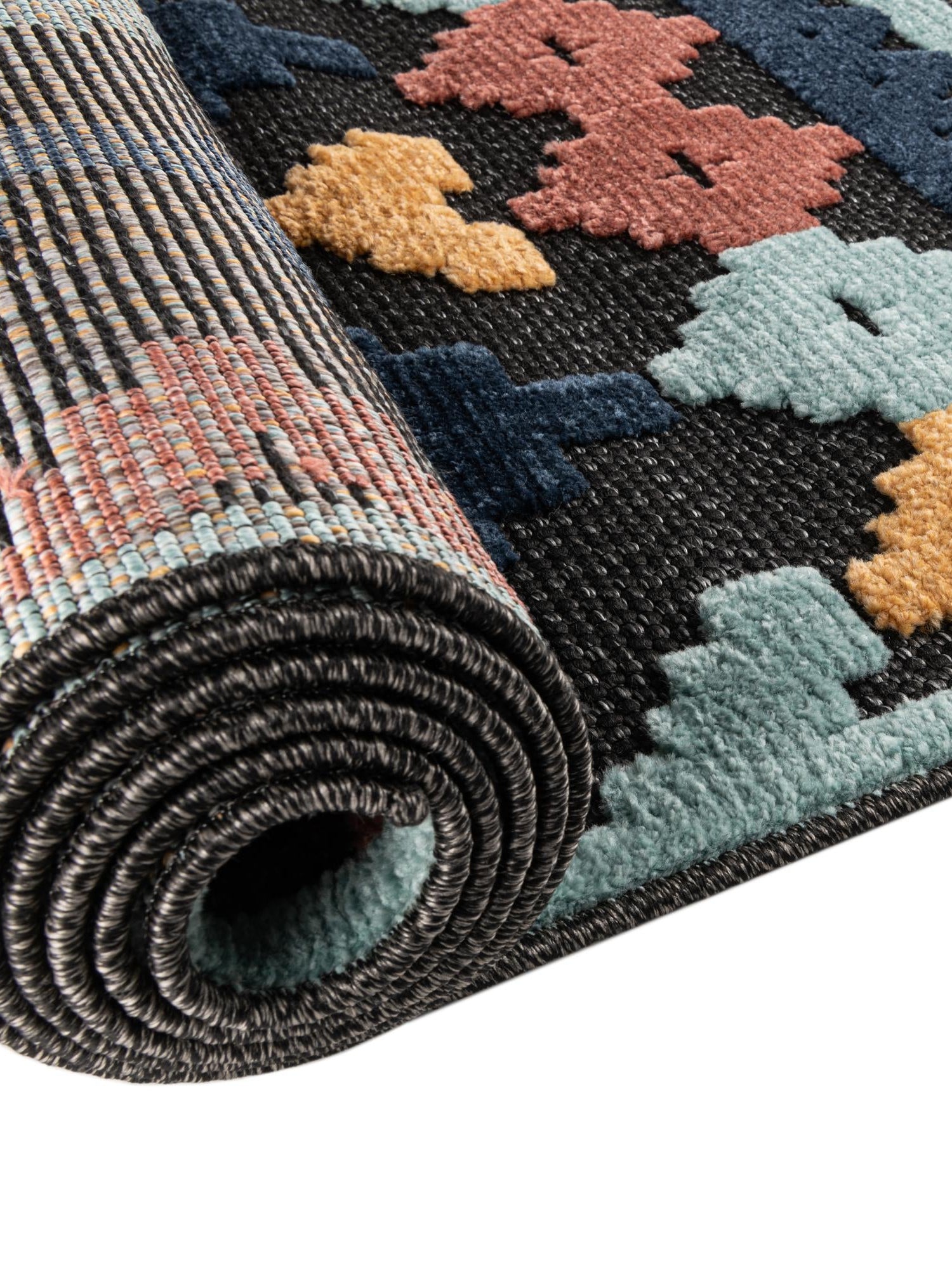 Charcoal 2' x 10' Belize Outdoor Runner Area Rug Weather Resistant for Patio, Deck, Terrace, Balcony, Porch 100% Polypropylene Colorful Fun Coastal Modern Carpet for Outside for Sale at Rug Engine