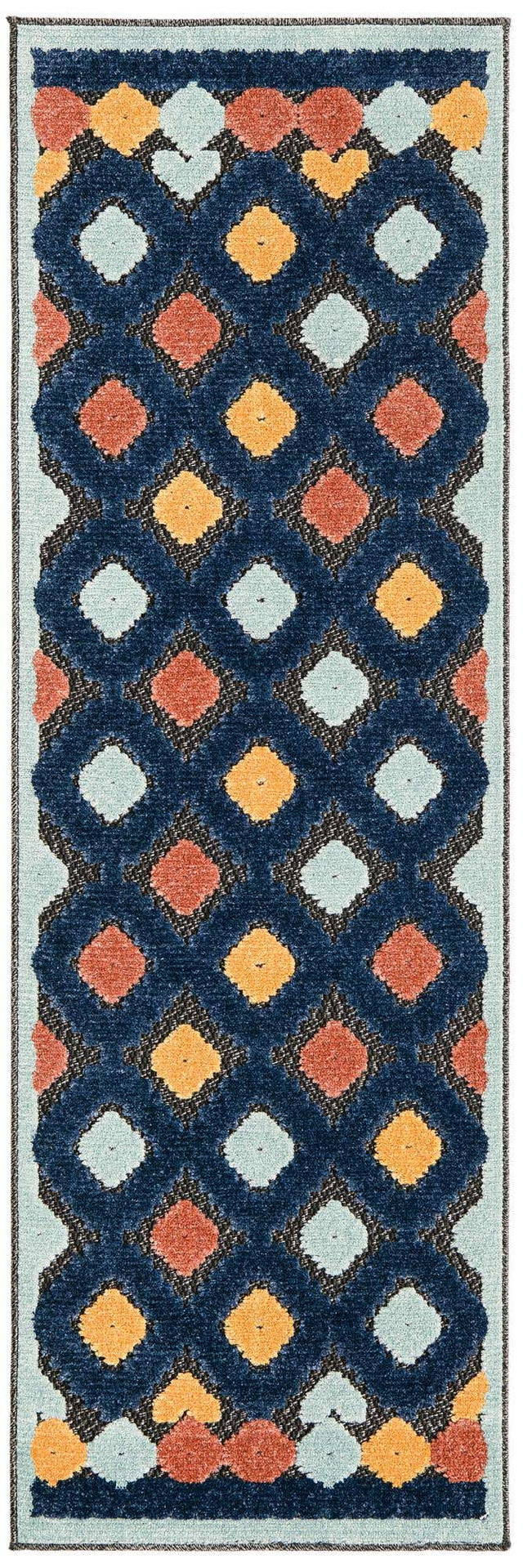 Charcoal 2' x 6' Belize Outdoor Runner Area Rug Weather Resistant for Patio, Deck, Terrace, Balcony, Porch 100% Polypropylene Colorful Fun Coastal Modern Carpet for Outside for Sale at Rug Engine