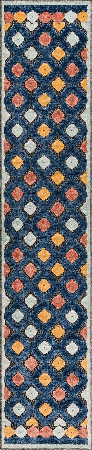 Charcoal 2' x 10' Belize Outdoor Runner Area Rug Weather Resistant for Patio, Deck, Terrace, Balcony, Porch 100% Polypropylene Colorful Fun Coastal Modern Carpet for Outside for Sale at Rug Engine
