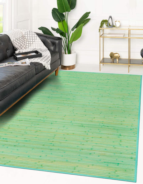 Aqua 4' x 6' Bamboo Rectangle Area Rug 100% Natural Bamboo Eco-Friendly Affordable & Durable Unique Carpet Mat Living Dining Room Bedroom Office Meditation Room for Sale at Rug Engine