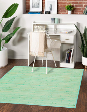 Aqua 7' 10 x 7' 10 Bamboo Square Area Rug 100% Natural Bamboo Eco-Friendly Affordable & Durable Unique Carpet Mat Living Dining Room Bedroom Office Meditation Room for Sale at Rug Engine