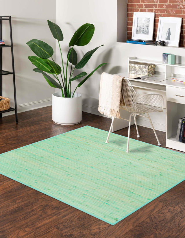 Aqua 7' 10 x 7' 10 Bamboo Square Area Rug 100% Natural Bamboo Eco-Friendly Affordable & Durable Unique Carpet Mat Living Dining Room Bedroom Office Meditation Room for Sale at Rug Engine