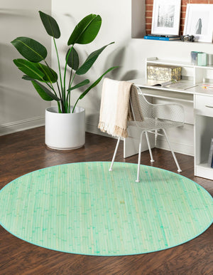 Aqua 7' x 7' Bamboo Round Area Rug 100% Natural Bamboo Eco-Friendly Affordable & Durable Unique Carpet Mat Living Dining Room Bedroom Office Meditation Room for Sale at Rug Engine