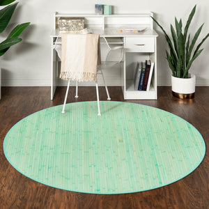 Aqua 7' x 7' Bamboo Round Area Rug 100% Natural Bamboo Eco-Friendly Affordable & Durable Unique Carpet Mat Living Dining Room Bedroom Office Meditation Room for Sale at Rug Engine