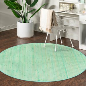 Aqua 7' x 7' Bamboo Round Area Rug 100% Natural Bamboo Eco-Friendly Affordable & Durable Unique Carpet Mat Living Dining Room Bedroom Office Meditation Room for Sale at Rug Engine