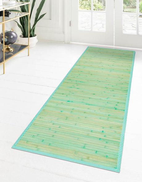 Aqua 2' x 8' Bamboo Runner Area Rug 100% Natural Bamboo Eco-Friendly Affordable & Durable Unique Carpet Mat Living Dining Room Bedroom Office Meditation Room for Sale at Rug Engine