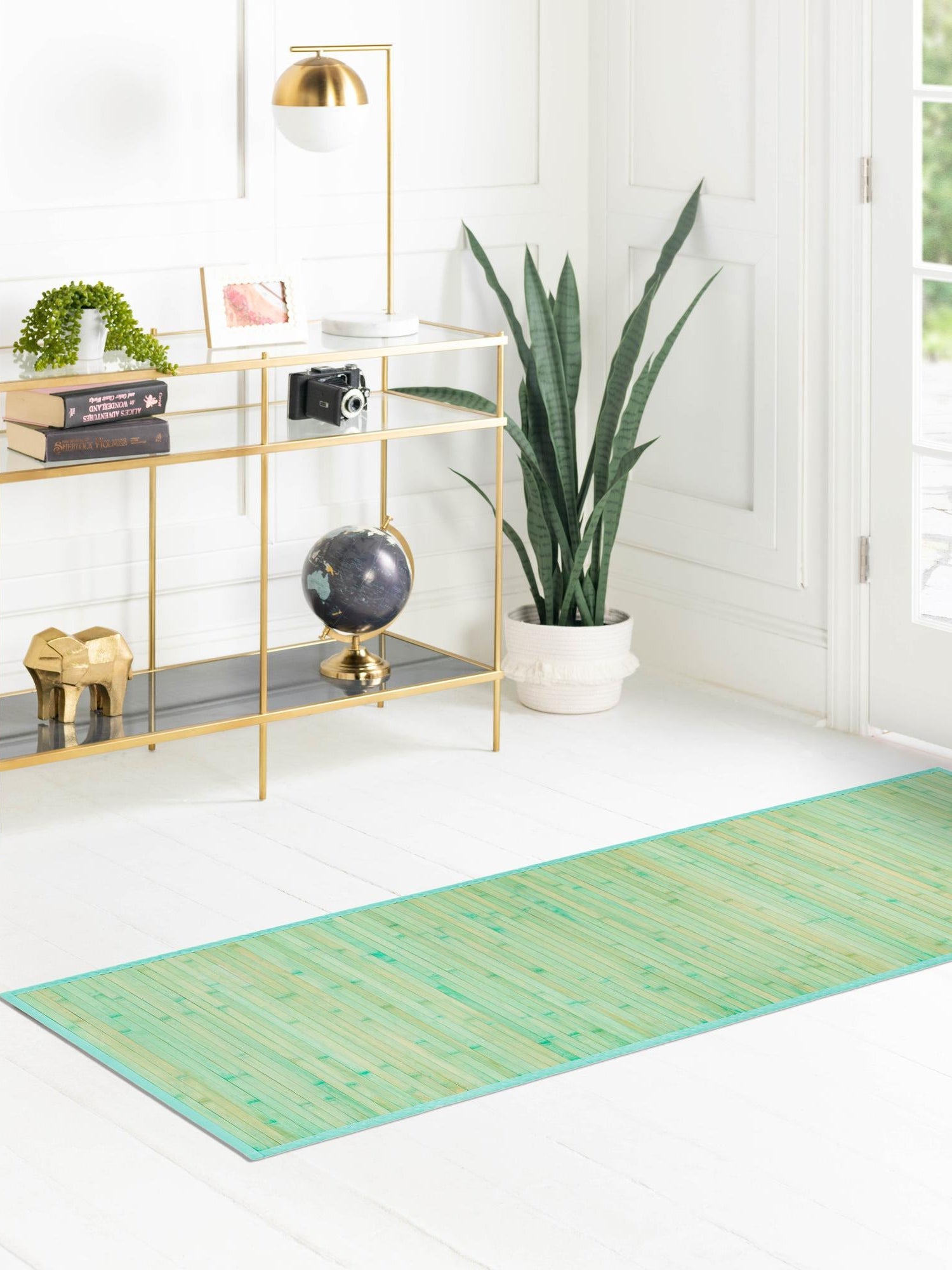 Aqua 2' x 6' Bamboo Runner Area Rug 100% Natural Bamboo Eco-Friendly Affordable & Durable Unique Carpet Mat Living Dining Room Bedroom Office Meditation Room for Sale at Rug Engine
