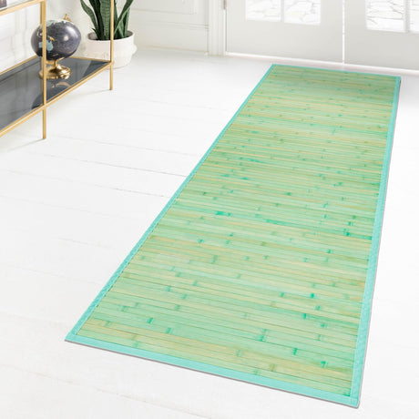 Aqua 2' x 8' Bamboo Runner Area Rug 100% Natural Bamboo Eco-Friendly Affordable & Durable Unique Carpet Mat Living Dining Room Bedroom Office Meditation Room for Sale at Rug Engine