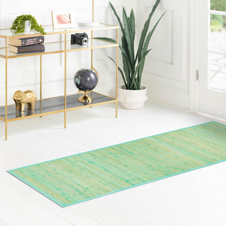 Aqua 2' x 8' Bamboo Runner Area Rug 100% Natural Bamboo Eco-Friendly Affordable & Durable Unique Carpet Mat Living Dining Room Bedroom Office Meditation Room for Sale at Rug Engine