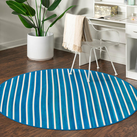 Blue White 7' x 7' Bamboo Round Area Rug 100% Natural Bamboo Eco-Friendly Affordable & Durable Unique Carpet Mat Living Dining Room Bedroom Office Meditation Room for Sale at Rug Engine