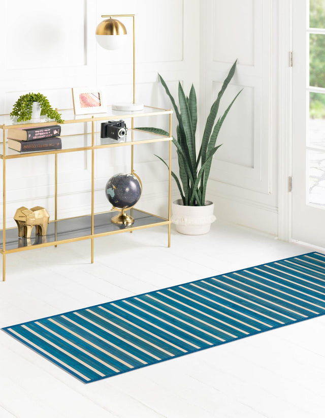 Blue White 2' x 6' Bamboo Runner Area Rug 100% Natural Bamboo Eco-Friendly Affordable & Durable Unique Carpet Mat Living Dining Room Bedroom Office Meditation Room for Sale at Rug Engine