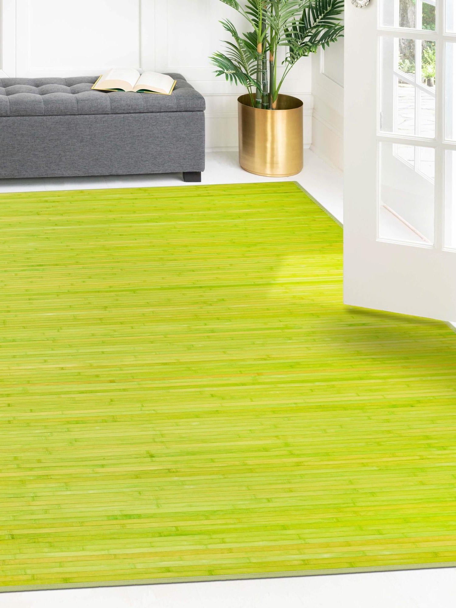 Green 7' 10 x 10' Bamboo Rectangle Area Rug 100% Natural Bamboo Eco-Friendly Affordable & Durable Unique Carpet Mat Living Dining Room Bedroom Office Meditation Room for Sale at Rug Engine