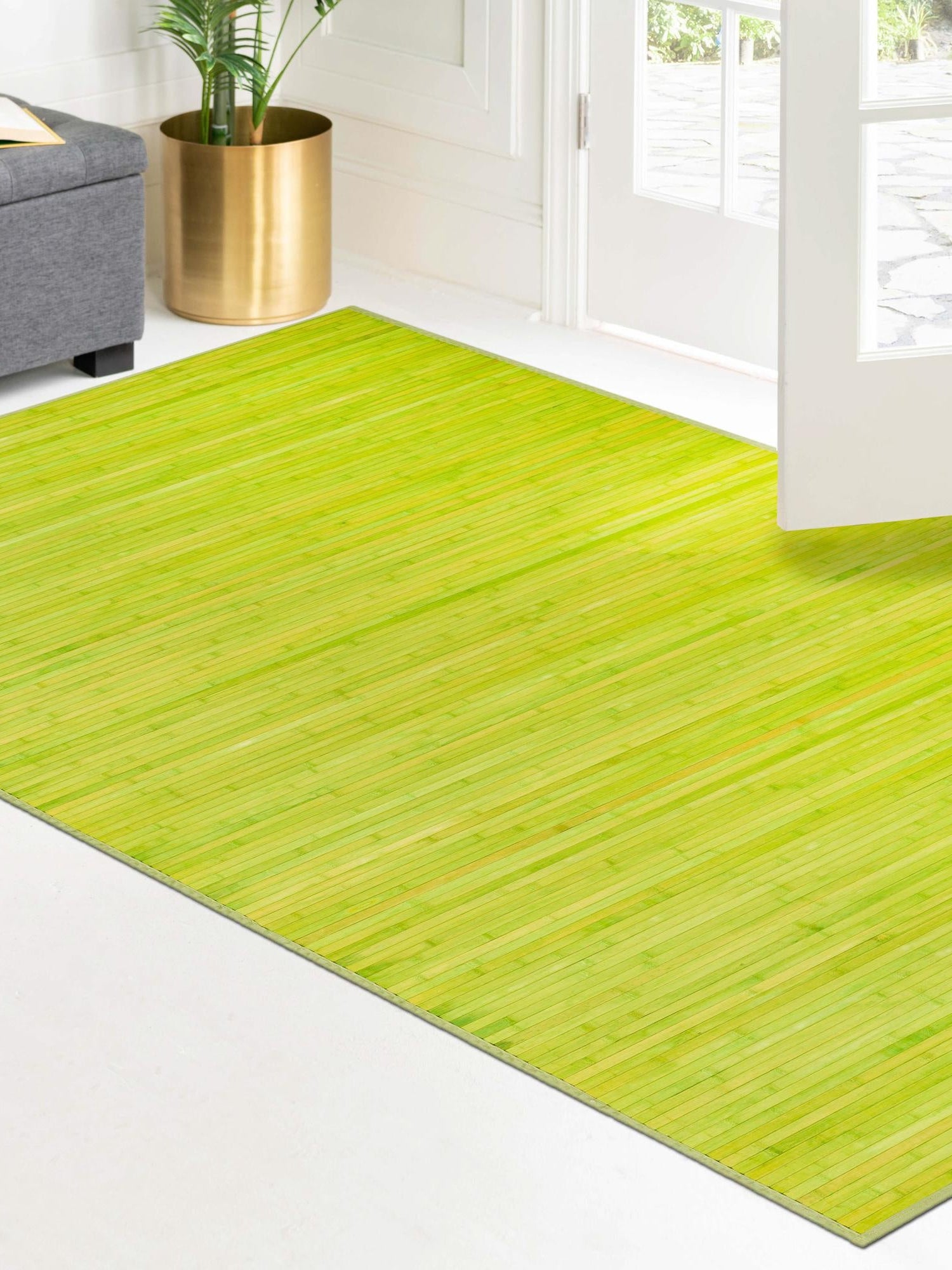 Green 7' 10 x 10' Bamboo Rectangle Area Rug 100% Natural Bamboo Eco-Friendly Affordable & Durable Unique Carpet Mat Living Dining Room Bedroom Office Meditation Room for Sale at Rug Engine