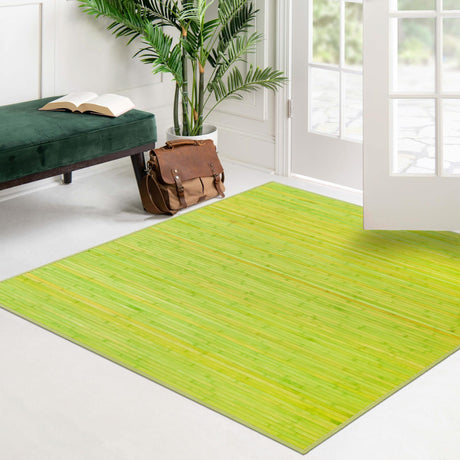 Green 7' 10 x 7' 10 Bamboo Square Area Rug 100% Natural Bamboo Eco-Friendly Affordable & Durable Unique Carpet Mat Living Dining Room Bedroom Office Meditation Room for Sale at Rug Engine