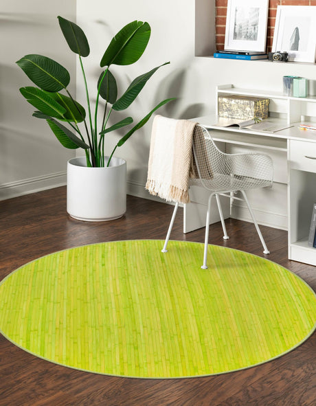 Green 5' 3 x 5' 3 Bamboo Round Area Rug 100% Natural Bamboo Eco-Friendly Affordable & Durable Unique Carpet Mat Living Dining Room Bedroom Office Meditation Room for Sale at Rug Engine