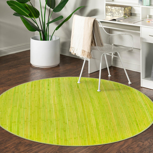 Green 3' 3 x 3' 3 Bamboo Round Area Rug 100% Natural Bamboo Eco-Friendly Affordable & Durable Unique Carpet Mat Living Dining Room Bedroom Office Meditation Room for Sale at Rug Engine