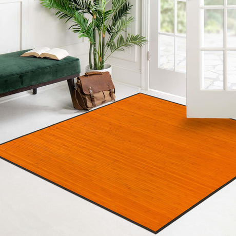 Natural 5' 3 x 5' 3 Bamboo Square Area Rug 100% Natural Bamboo Eco-Friendly Affordable & Durable Unique Carpet Mat Living Dining Room Bedroom Office Meditation Room for Sale at Rug Engine