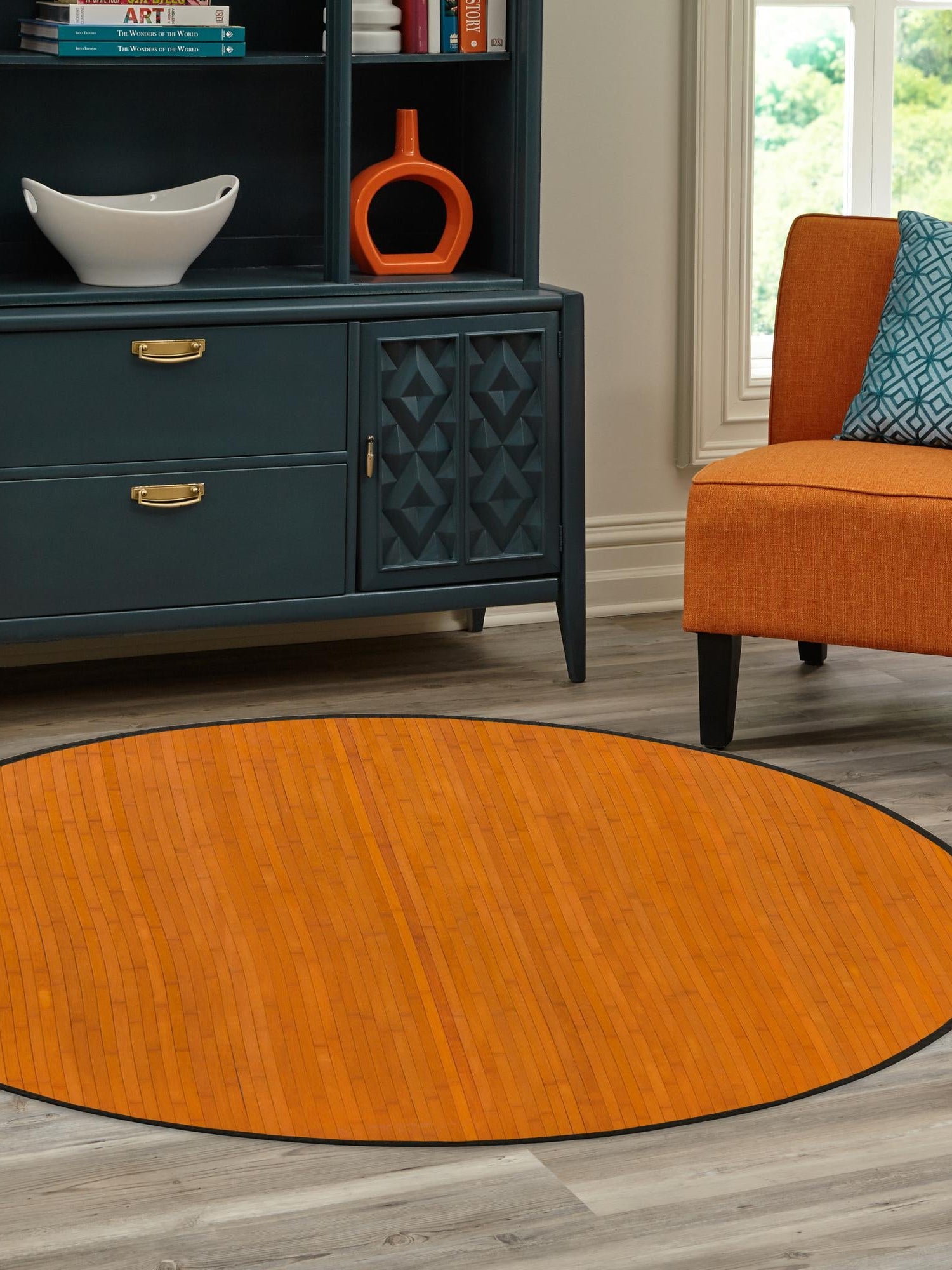 Natural 7' x 7' Bamboo Round Area Rug 100% Natural Bamboo Eco-Friendly Affordable & Durable Unique Carpet Mat Living Dining Room Bedroom Office Meditation Room for Sale at Rug Engine