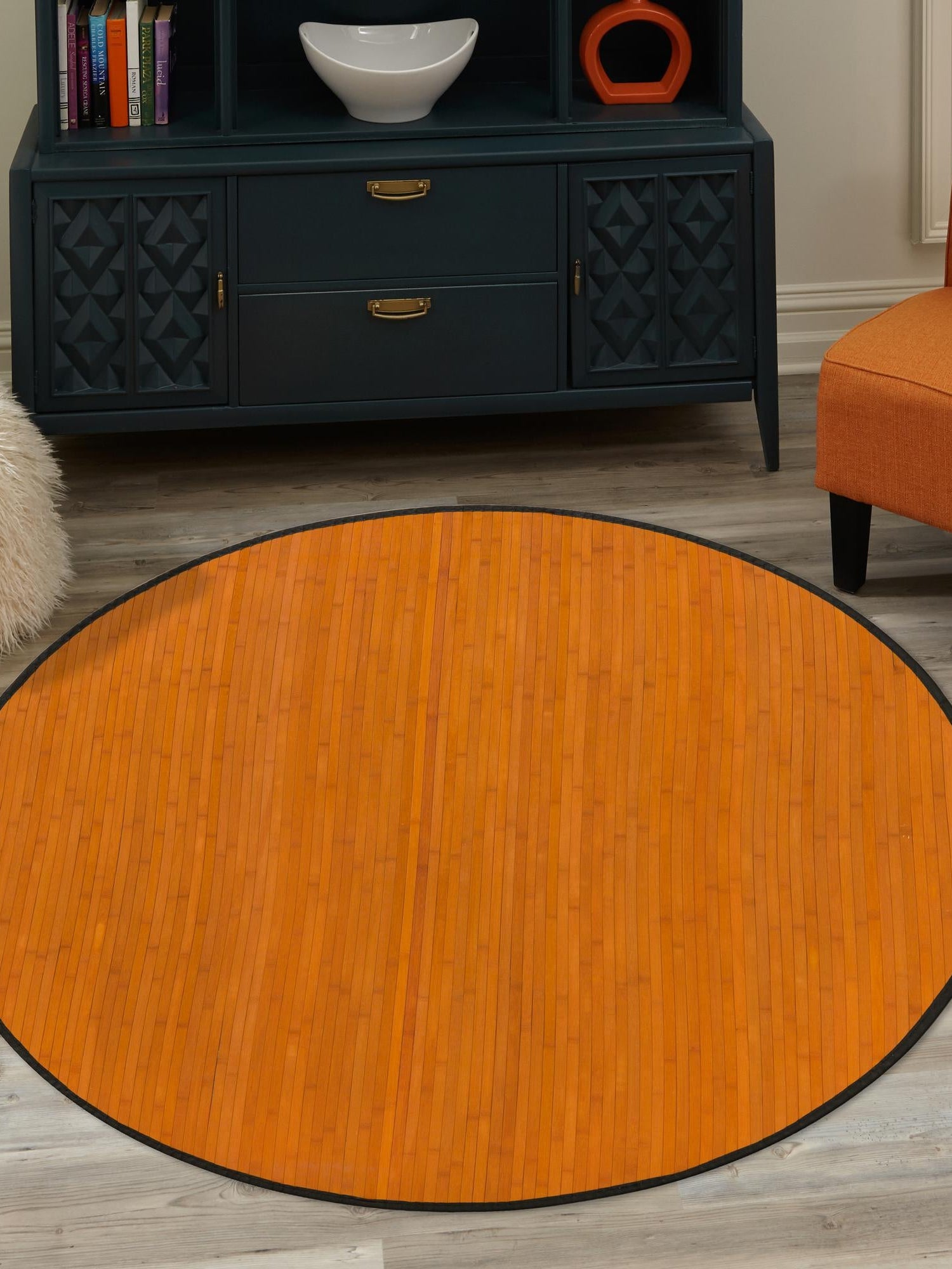 Natural 7' x 7' Bamboo Round Area Rug 100% Natural Bamboo Eco-Friendly Affordable & Durable Unique Carpet Mat Living Dining Room Bedroom Office Meditation Room for Sale at Rug Engine