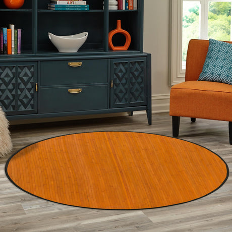 Natural 5' 3 x 5' 3 Bamboo Round Area Rug 100% Natural Bamboo Eco-Friendly Affordable & Durable Unique Carpet Mat Living Dining Room Bedroom Office Meditation Room for Sale at Rug Engine