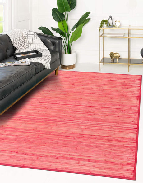 Pink 4' x 6' Bamboo Rectangle Area Rug 100% Natural Bamboo Eco-Friendly Affordable & Durable Unique Carpet Mat Living Dining Room Bedroom Office Meditation Room for Sale at Rug Engine