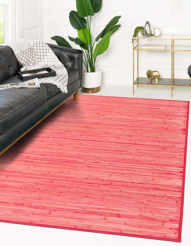 Pink 5' 3 x 7' 10 Bamboo Rectangle Area Rug 100% Natural Bamboo Eco-Friendly Affordable & Durable Unique Carpet Mat Living Dining Room Bedroom Office Meditation Room for Sale at Rug Engine