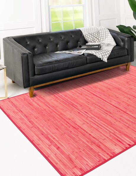 Pink 7' 10 x 10' Bamboo Rectangle Area Rug 100% Natural Bamboo Eco-Friendly Affordable & Durable Unique Carpet Mat Living Dining Room Bedroom Office Meditation Room for Sale at Rug Engine