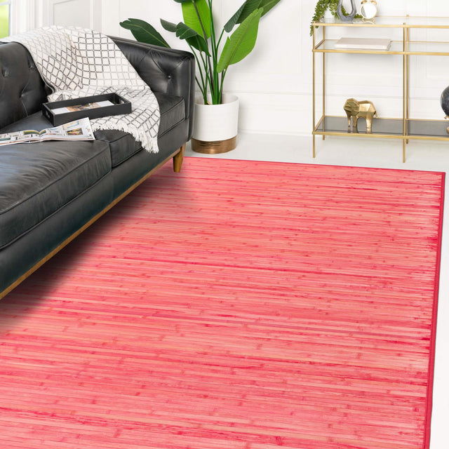 Pink 7' 10 x 10' Bamboo Rectangle Area Rug 100% Natural Bamboo Eco-Friendly Affordable & Durable Unique Carpet Mat Living Dining Room Bedroom Office Meditation Room for Sale at Rug Engine