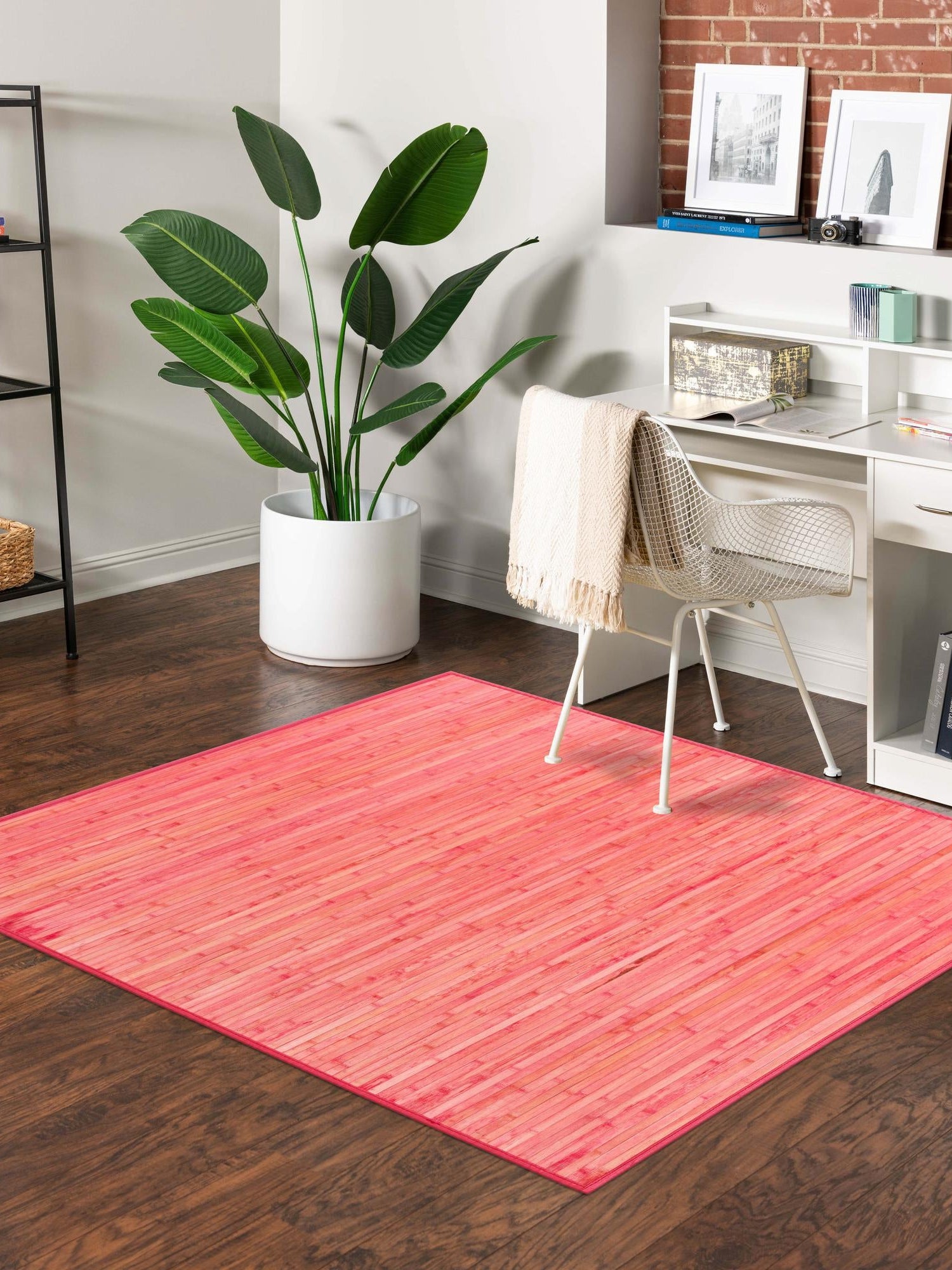 Pink 7' 10 x 7' 10 Bamboo Square Area Rug 100% Natural Bamboo Eco-Friendly Affordable & Durable Unique Carpet Mat Living Dining Room Bedroom Office Meditation Room for Sale at Rug Engine