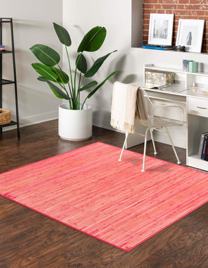 Pink 7' 10 x 7' 10 Bamboo Square Area Rug 100% Natural Bamboo Eco-Friendly Affordable & Durable Unique Carpet Mat Living Dining Room Bedroom Office Meditation Room for Sale at Rug Engine