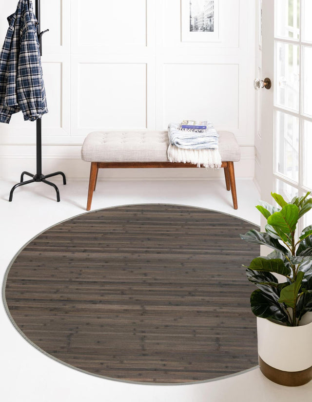 Gray 5' 3 x 5' 3 Bamboo Round Area Rug 100% Natural Bamboo Eco-Friendly Affordable & Durable Unique Carpet Mat Living Dining Room Bedroom Office Meditation Room for Sale at Rug Engine