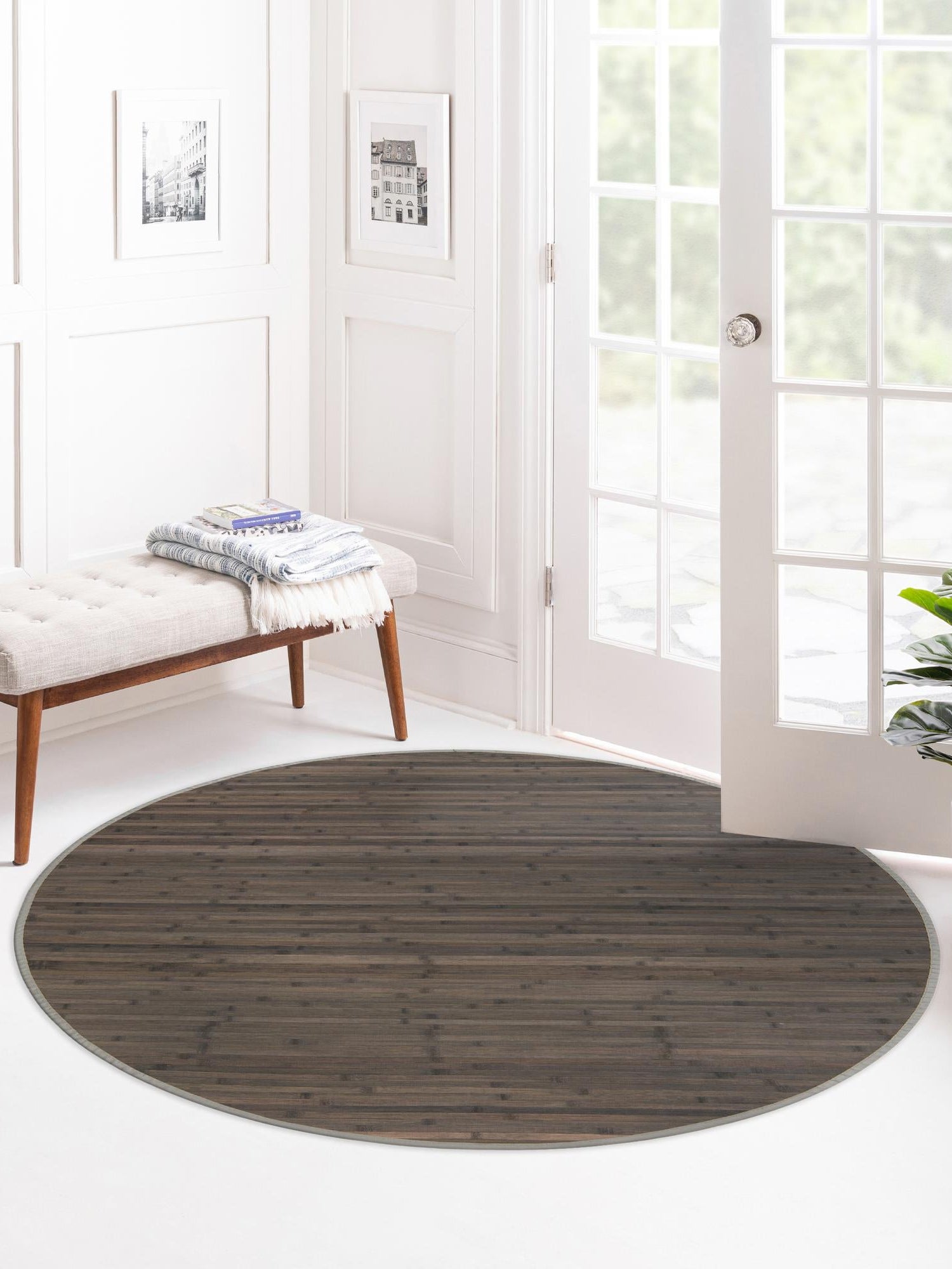 Gray 7' x 7' Bamboo Round Area Rug 100% Natural Bamboo Eco-Friendly Affordable & Durable Unique Carpet Mat Living Dining Room Bedroom Office Meditation Room for Sale at Rug Engine