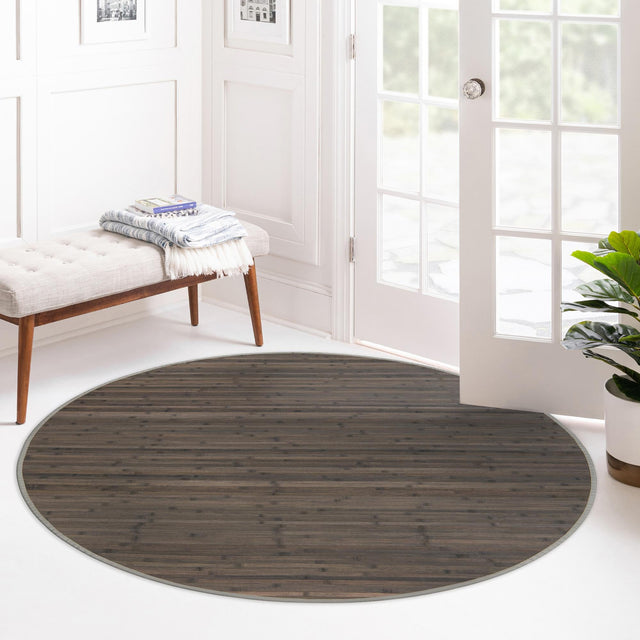 Gray 3' 3 x 3' 3 Bamboo Round Area Rug 100% Natural Bamboo Eco-Friendly Affordable & Durable Unique Carpet Mat Living Dining Room Bedroom Office Meditation Room for Sale at Rug Engine