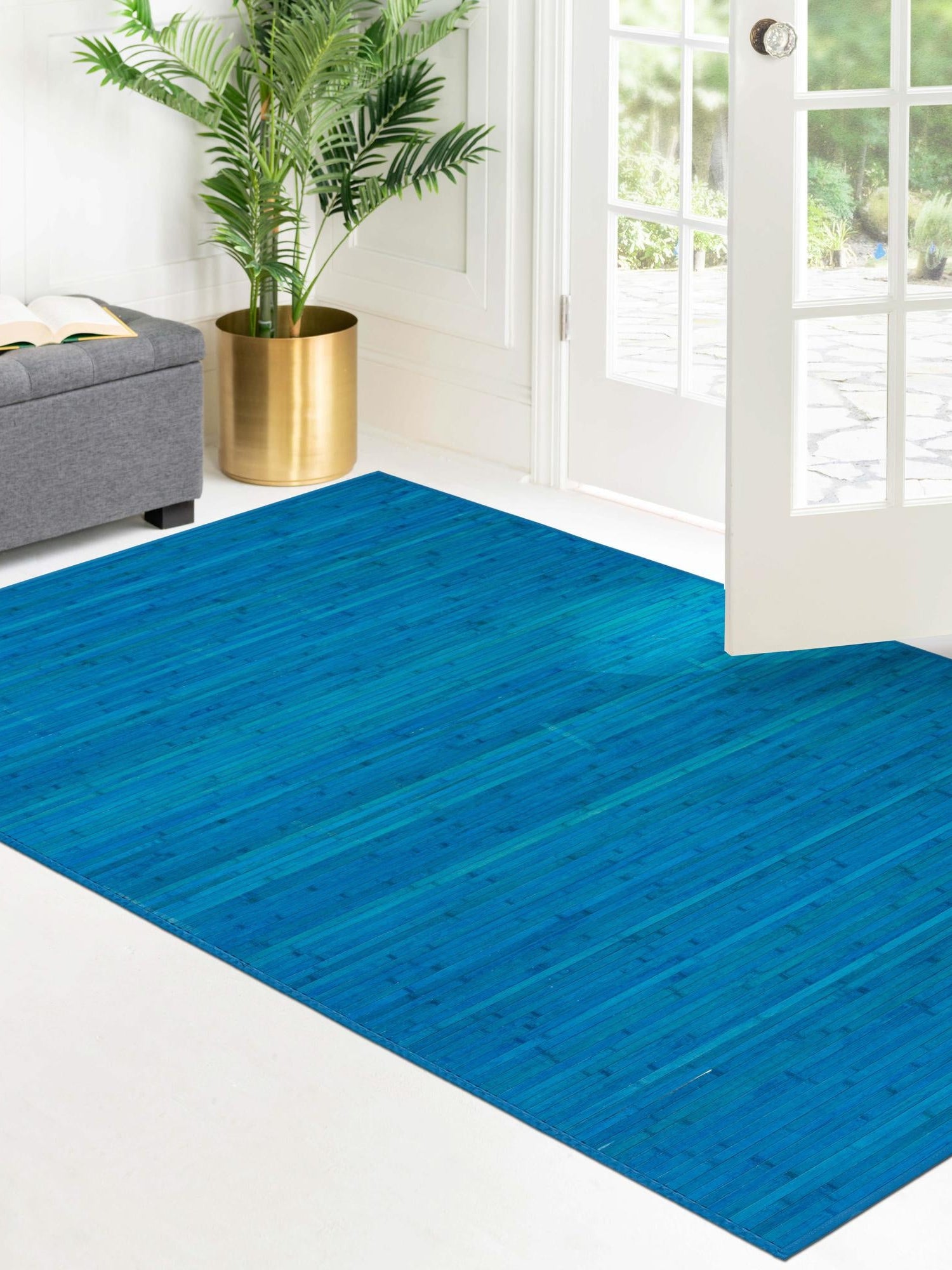 Blue 6' x 9' Bamboo Rectangle Area Rug 100% Natural Bamboo Eco-Friendly Affordable & Durable Unique Carpet Mat Living Dining Room Bedroom Office Meditation Room for Sale at Rug Engine