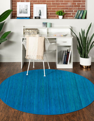 Blue 7' x 7' Bamboo Round Area Rug 100% Natural Bamboo Eco-Friendly Affordable & Durable Unique Carpet Mat Living Dining Room Bedroom Office Meditation Room for Sale at Rug Engine