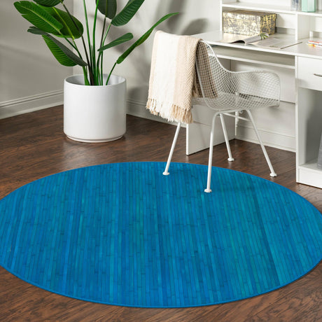 Blue 7' x 7' Bamboo Round Area Rug 100% Natural Bamboo Eco-Friendly Affordable & Durable Unique Carpet Mat Living Dining Room Bedroom Office Meditation Room for Sale at Rug Engine