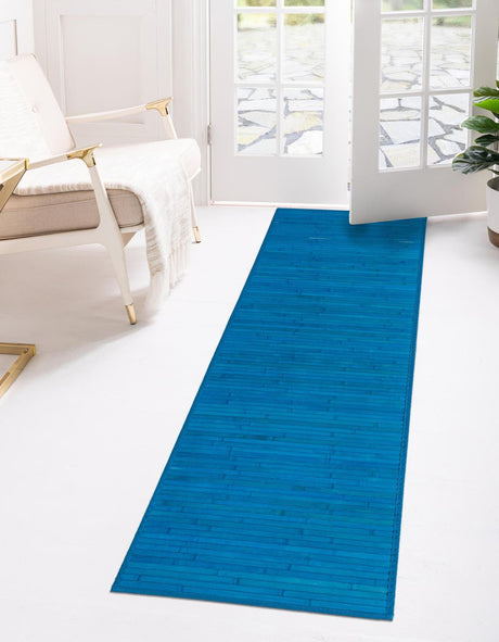 Blue 2' x 6' Bamboo Runner Area Rug 100% Natural Bamboo Eco-Friendly Affordable & Durable Unique Carpet Mat Living Dining Room Bedroom Office Meditation Room for Sale at Rug Engine