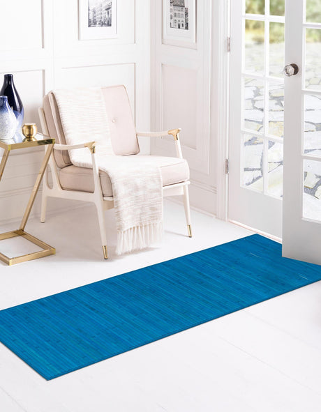 Blue 2' x 8' Bamboo Runner Area Rug 100% Natural Bamboo Eco-Friendly Affordable & Durable Unique Carpet Mat Living Dining Room Bedroom Office Meditation Room for Sale at Rug Engine