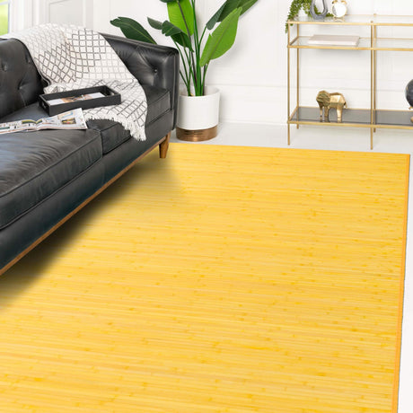 Yellow 6' x 9' Bamboo Rectangle Area Rug 100% Natural Bamboo Eco-Friendly Affordable & Durable Unique Carpet Mat Living Dining Room Bedroom Office Meditation Room for Sale at Rug Engine