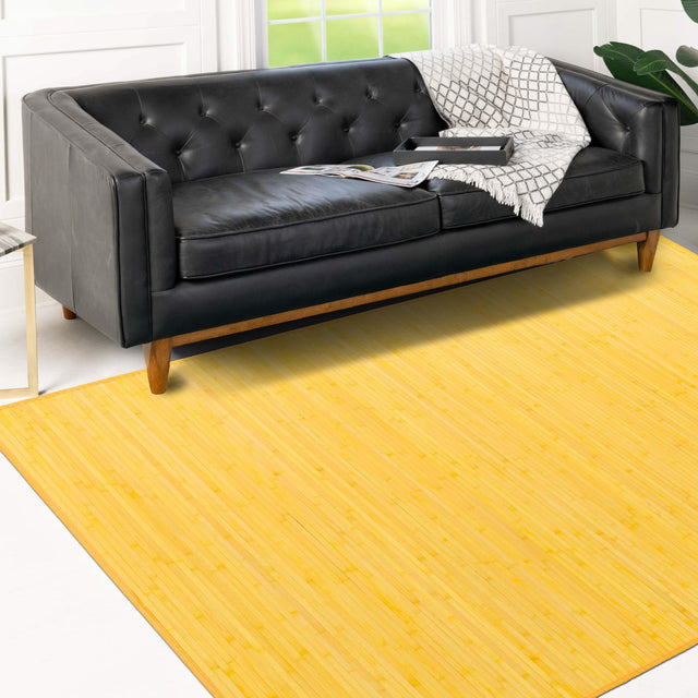 Yellow 5' 3 x 7' 10 Bamboo Rectangle Area Rug 100% Natural Bamboo Eco-Friendly Affordable & Durable Unique Carpet Mat Living Dining Room Bedroom Office Meditation Room for Sale at Rug Engine